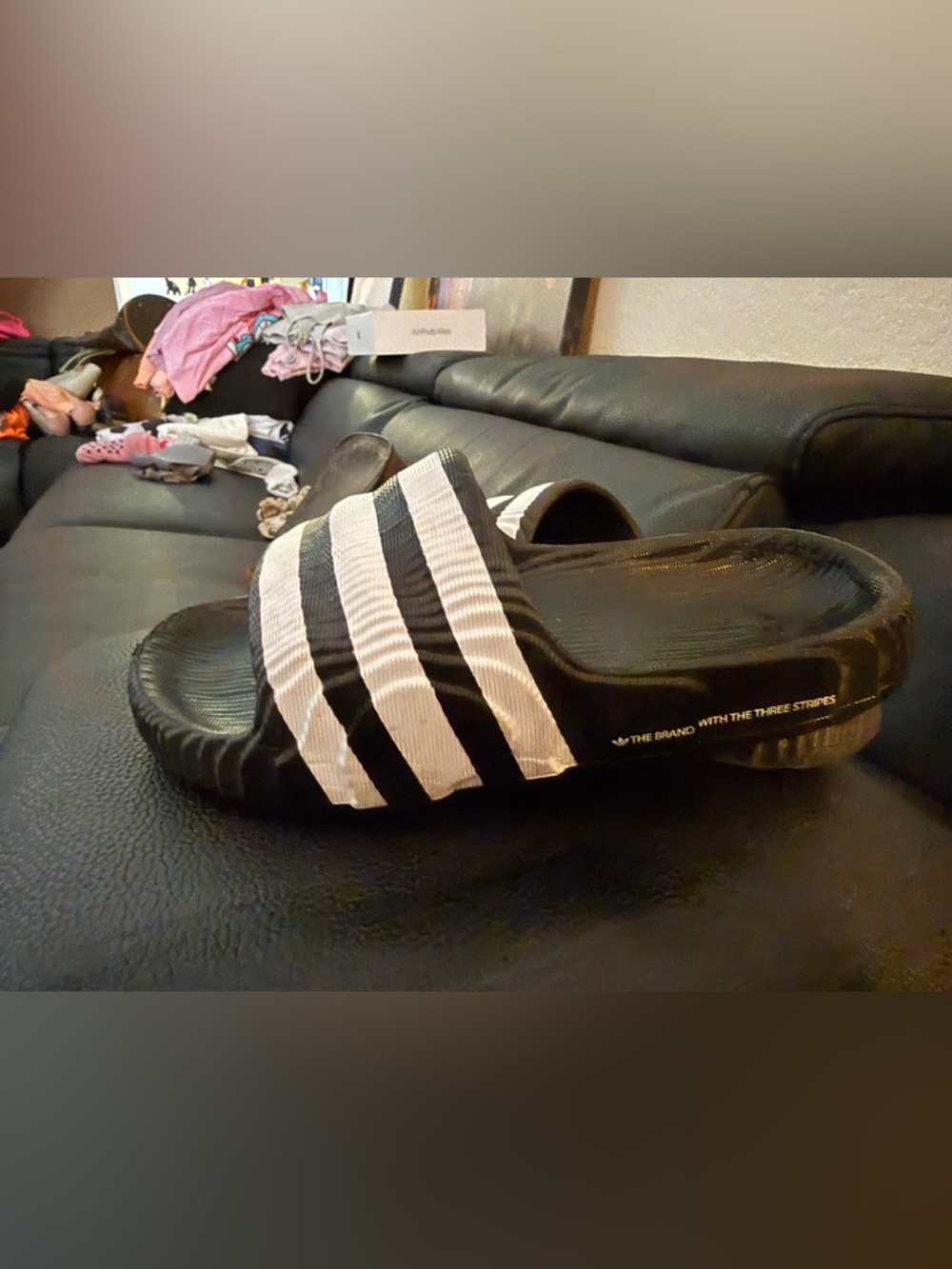 adidas Black and White Adilette Slide Sandals